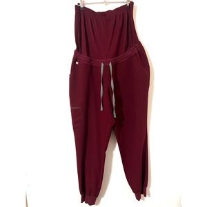 FIGS Burgundy Maternity Jogger Scrub Pants Excellent Medical Nurse Workwear L